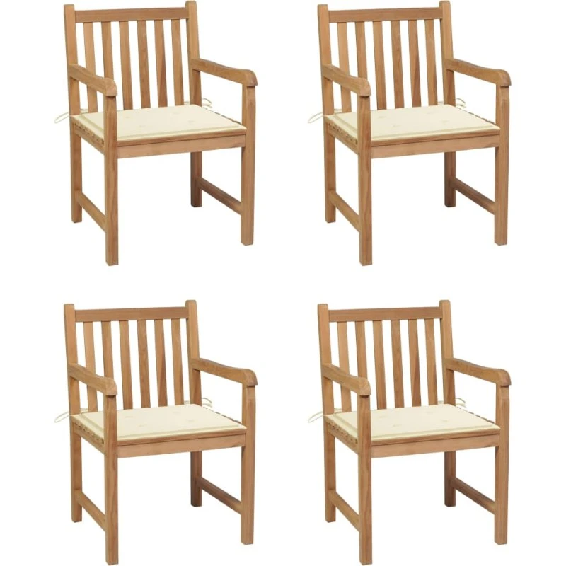 vidaXL Havestole 4 stk. Creme, Massivt Teaktræ