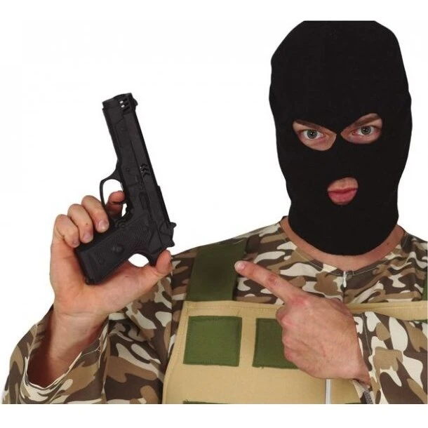 Legetøjspistol sort 24 cm med rullende lyd