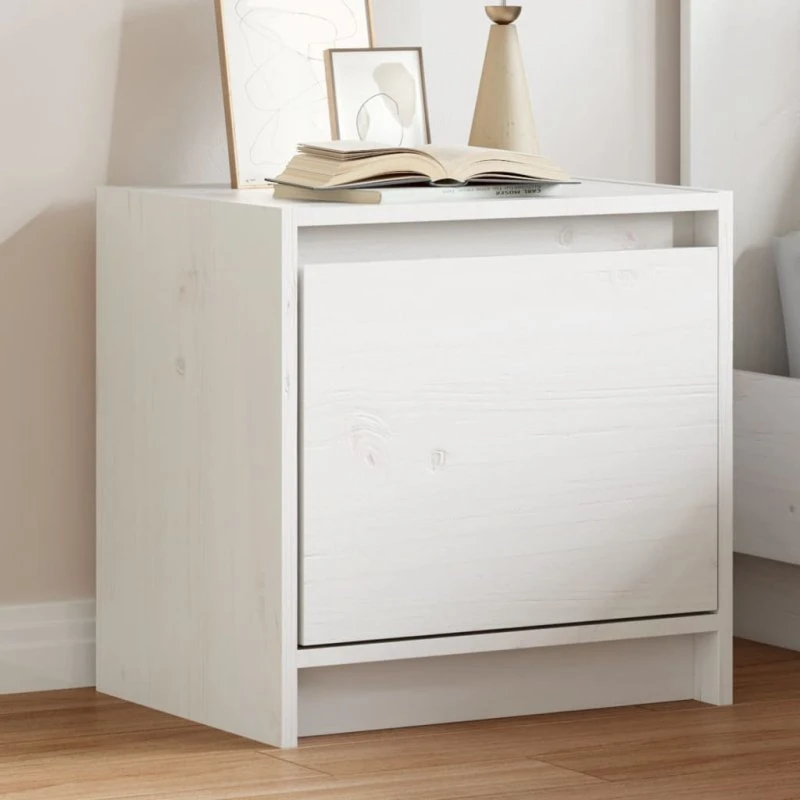 vidaXL Sengebord 40x30,5x40 cm i massivt fyrretræ, hvid