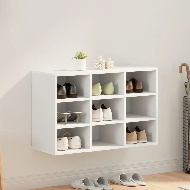 vidaXL Sko Skab med Hylde Hvid 77,5 x 30 x 51 cm Konstrueret Træ