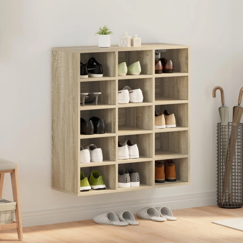 vidaXL Sko Skab Sonoma-eg 77,5 x 30 x 83,5 cm Konstrueret Træ