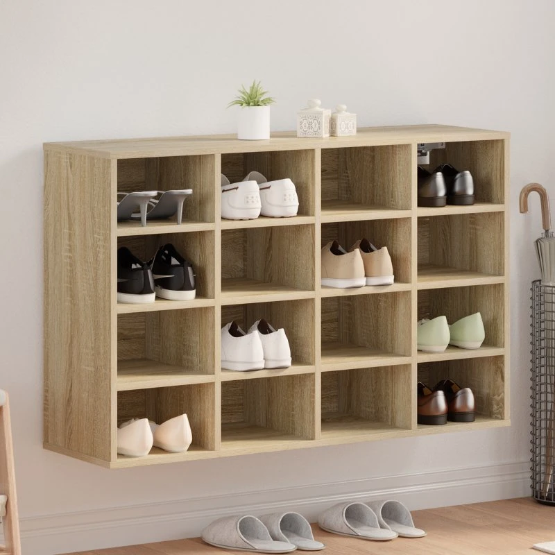 vidaXL Sko skab Sonoma-eg 103 x 30 x 67 cm konstrueret træ