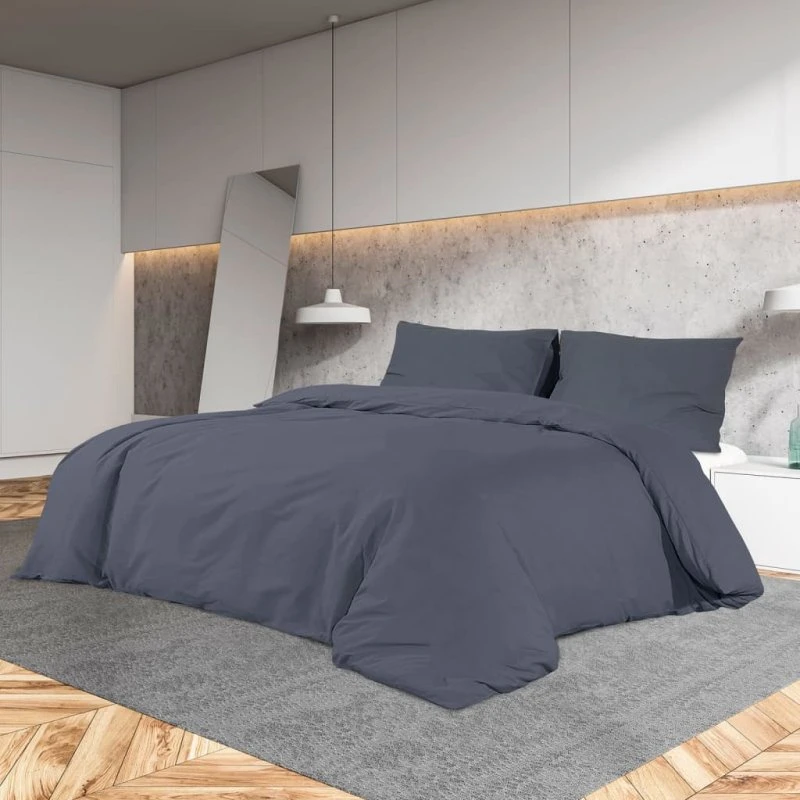 vidaXL Sengetøj 140x200 cm Bomuld Antracitgrå