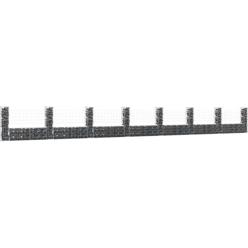 vidaXL Gabionkurv 860x20x100 cm med 8 stolper, U-facon jern