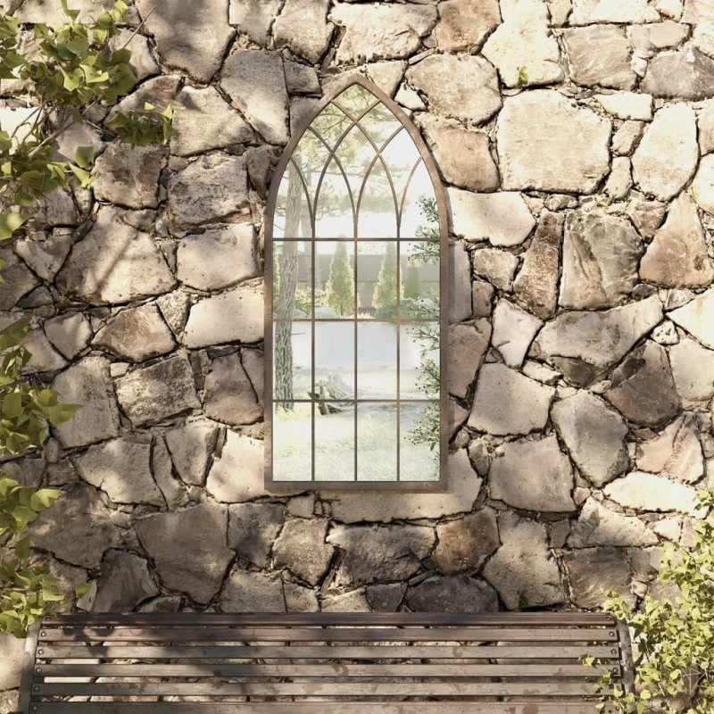 vidaXL havespejl 100x45 cm jern sandfarvet