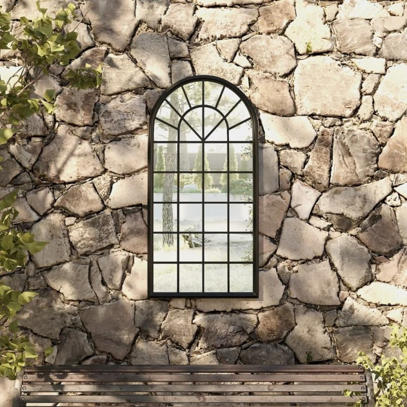 vidaXL havespejl 90x45 cm jern sort