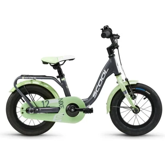 S'COOL niXe 12" 1-speed – aluminiumsramme, mørkegrå/pastelgrøn