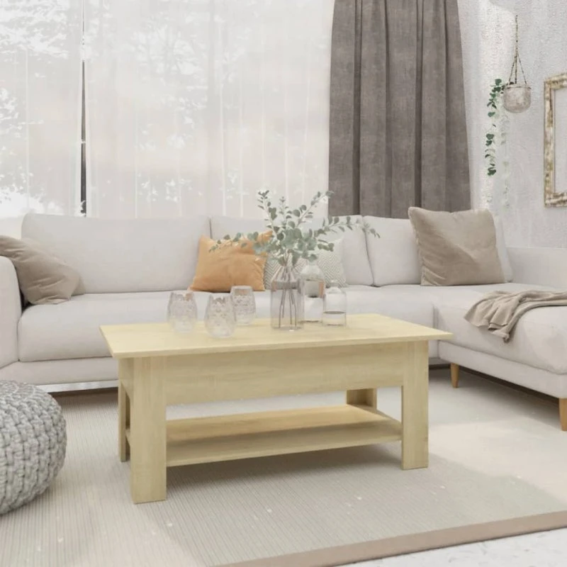 vidaXL Sofabord 102x55x42 cm Sonoma-eg Konstrueret Træ