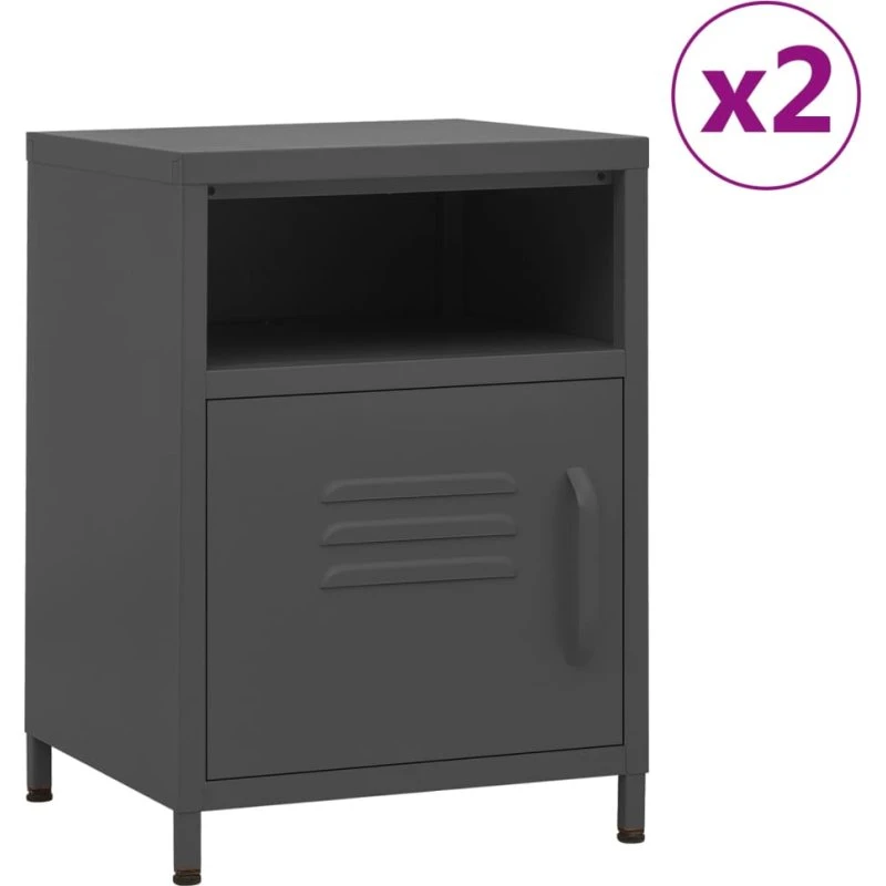 vidaXL Natborde 2 stk. 35x35x51 cm stål antracitgrå
