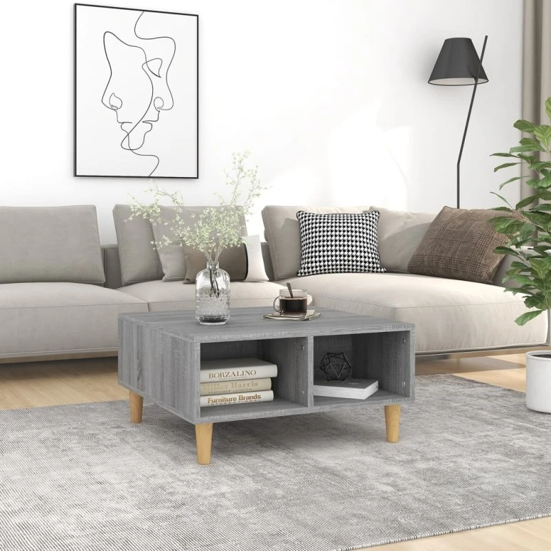 vidaXL Sofabord 60x60x30 cm Grå Sonoma-Eg Konstrueret Træ
