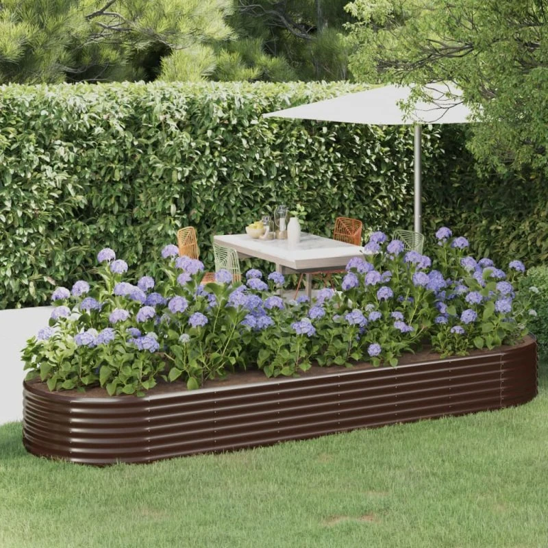 vidaXL plantekasse 322x100x36 cm galvaniseret stål brun