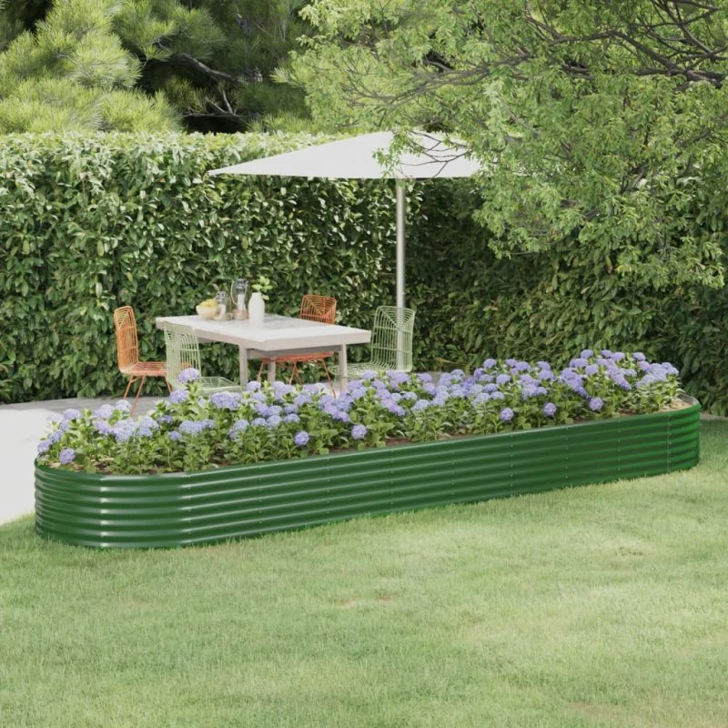 vidaXL Plantekasse 396x100x36 cm galvaniseret stål grøn