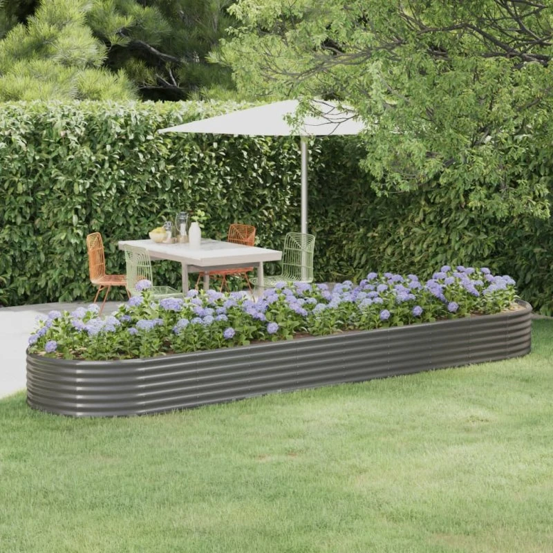 vidaXL Plantekasse 396x100x36 cm galvaniseret stål grå