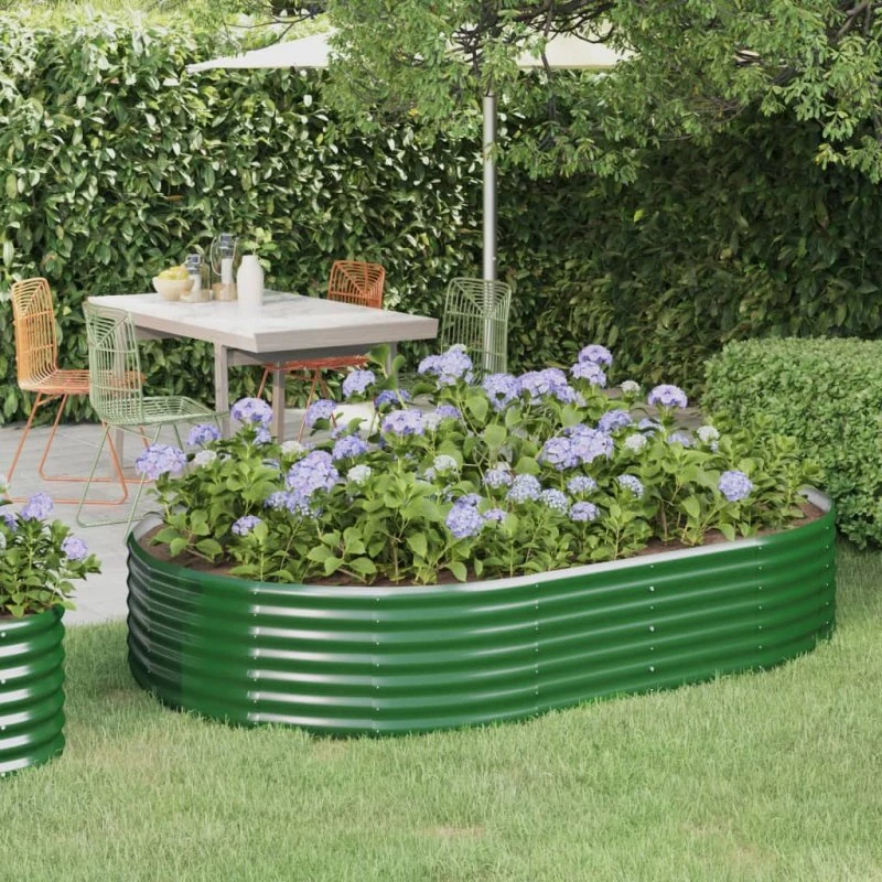 vidaXL plantekrukke 214x140x36 cm galvaniseret stål grøn