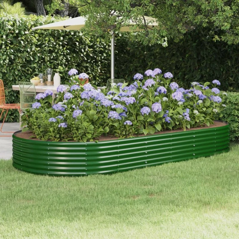 vidaXL Plantekasse 296x140x36 cm galvaniseret stål grøn