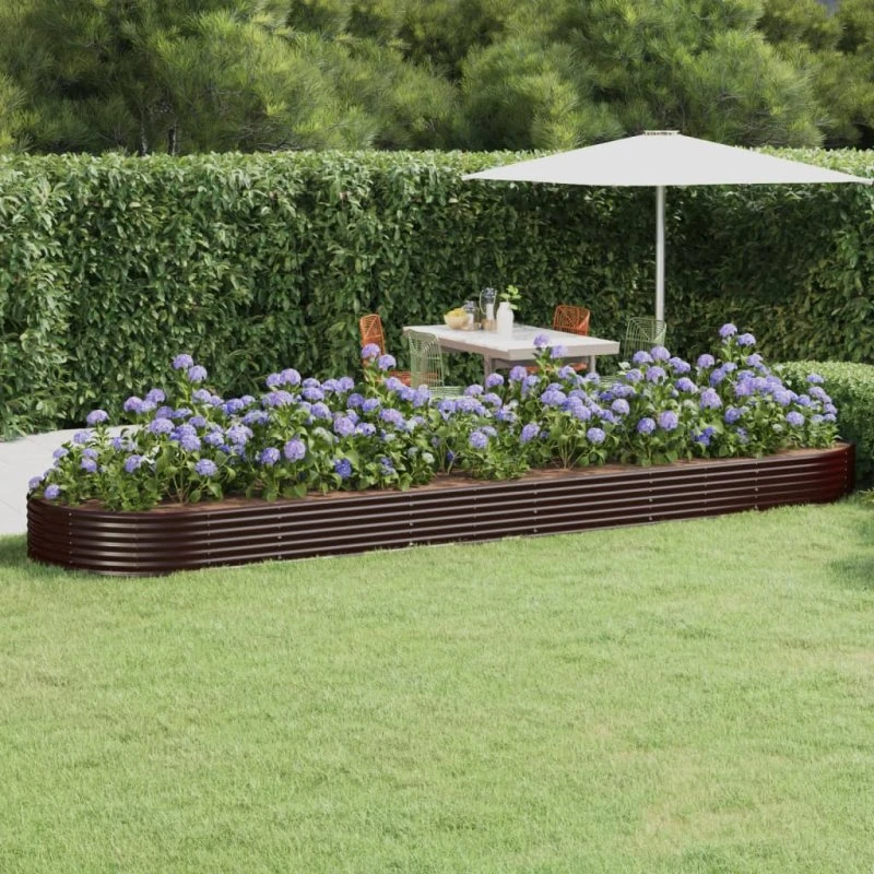 vidaXL Plantekasse 523x140x36 cm galvaniseret stål brun
