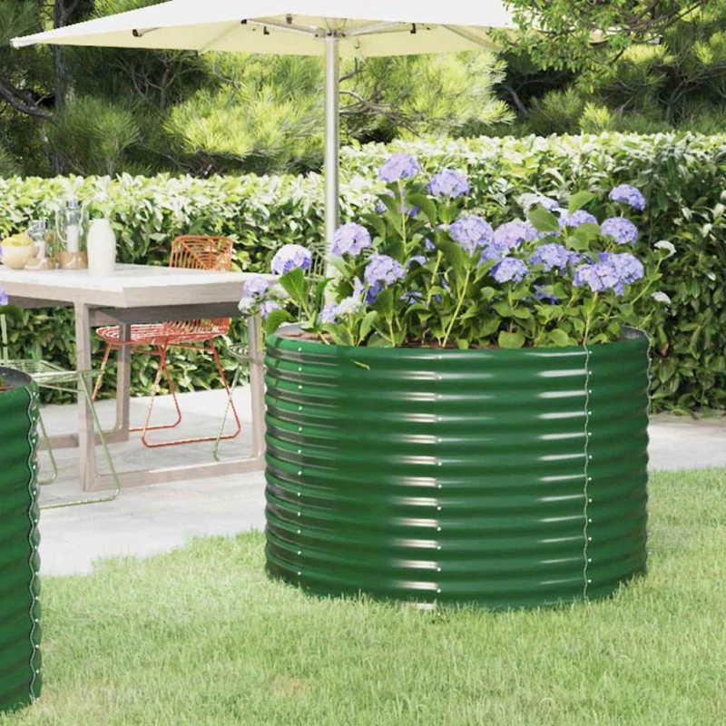 vidaXL Plantekrukke 100x100x68 cm galvaniseret stål grøn