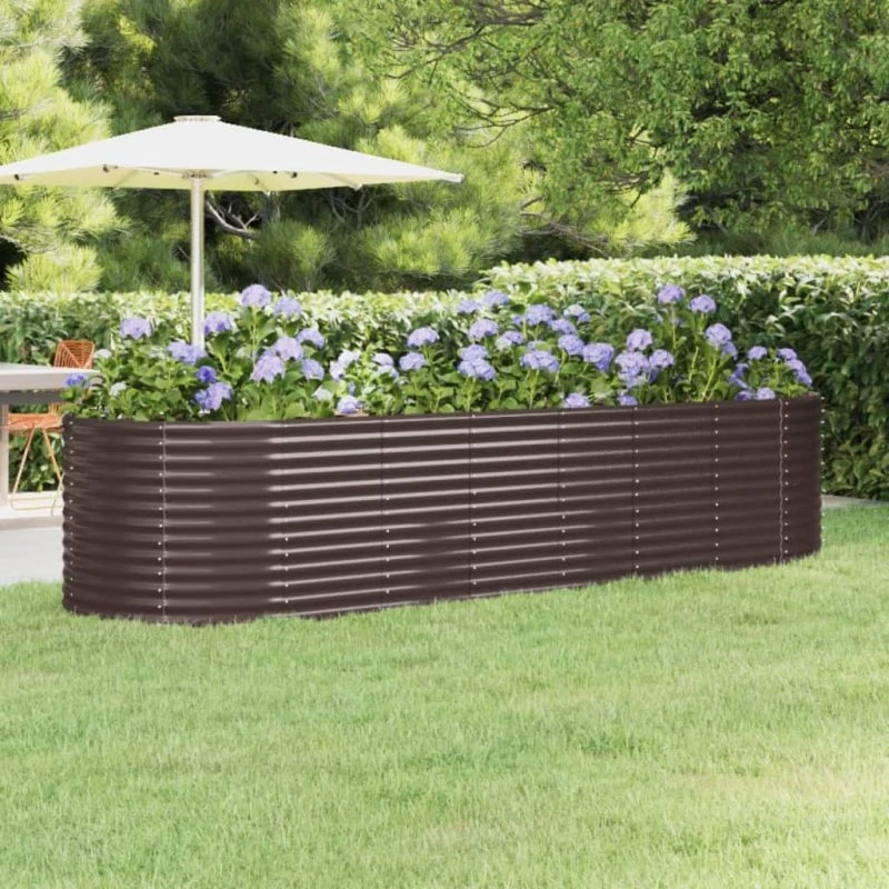 vidaXL Plantekasse 322x100x68 cm Galvaniseret Stål Brun