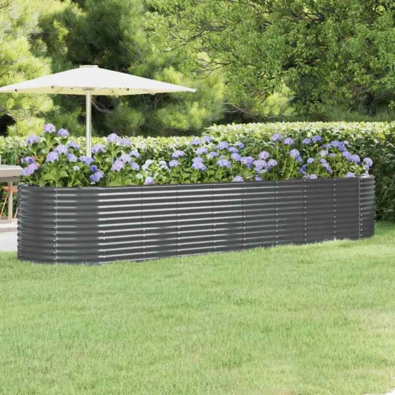 vidaXL Plantekasse 396x100x68 cm galvaniseret stål antracitgrå