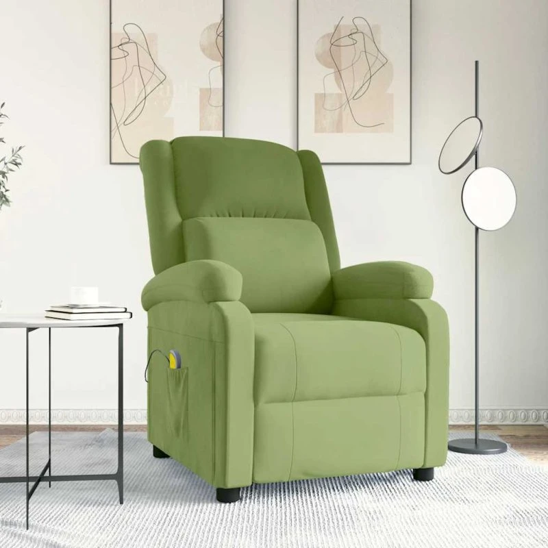 vidaXL Massagestol Velour Lysegrøn