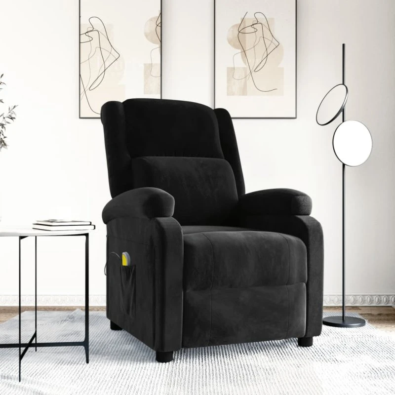 vidaXL Massagestol Velour Sort