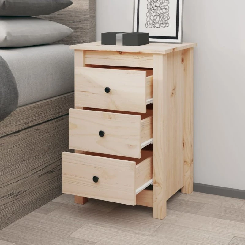 vidaXL Sengebord 40x35x61,5 cm massivt fyrretræ