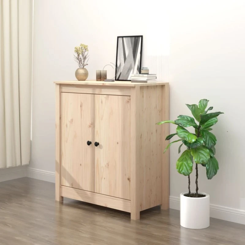 Fyrretræ Skænk 70x35x80 cm, Hvid, med 3 Skuffer