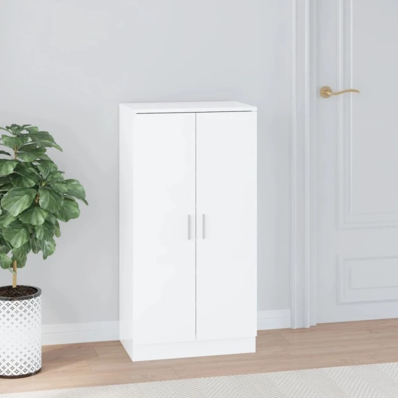 vidaXL Skoreol 55x35x108 cm konstrueret træ hvid højglans