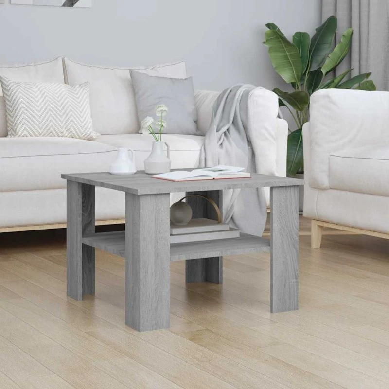 vidaXL sofabord 60x60x42 cm grå sonoma-eg konstrueret træ