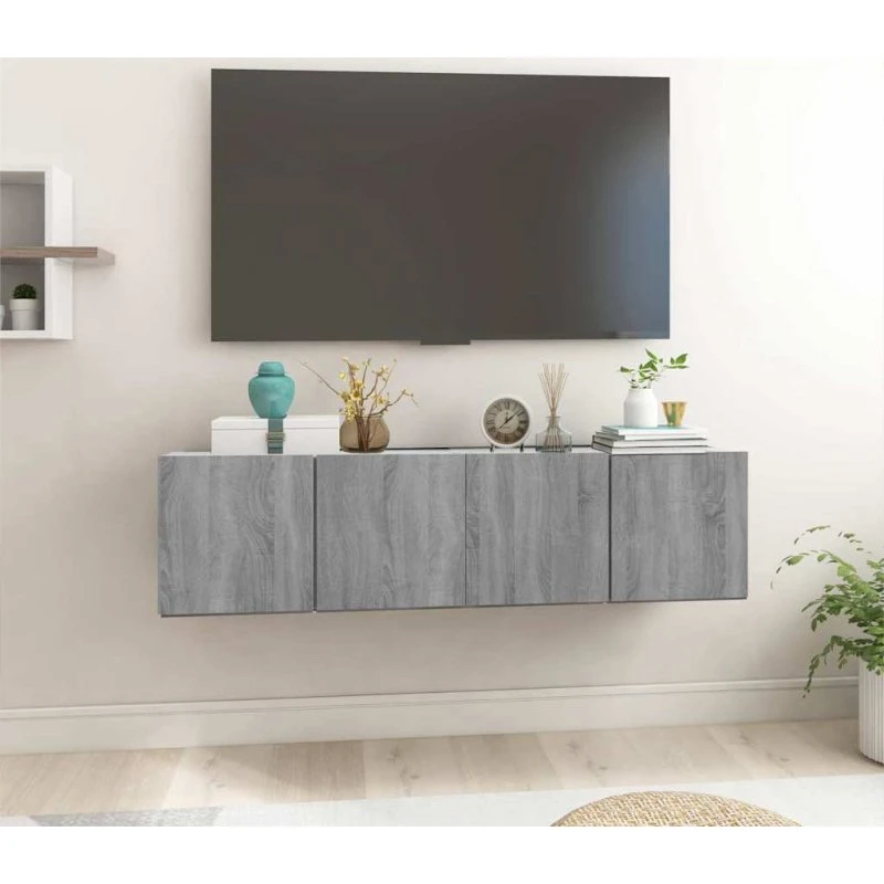 vidaXL TV-møbelsæt 2 stk. grå 60x30x30 cm konstrueret træ