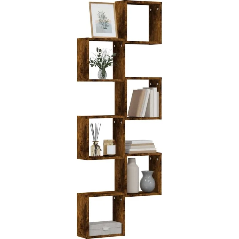 vidaXL 6 stk. væghylder 30x15x30 cm røget egetræ kubeformet