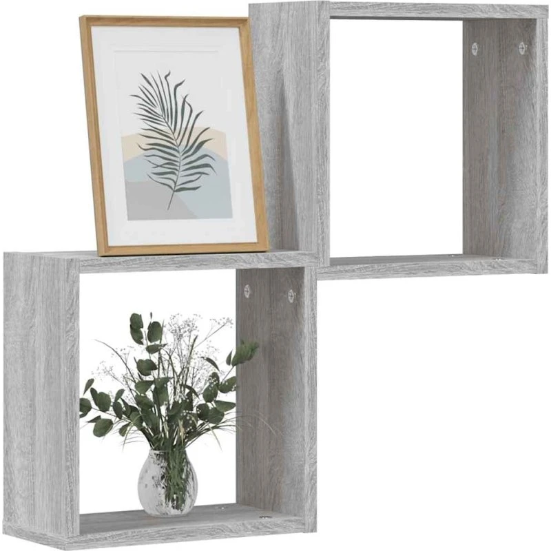 vidaXL Væghylder 2 stk. 30x15x30 cm grå sonoma-eg