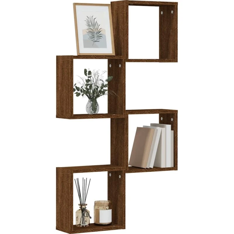vidaXL Væghylder 4 stk. 30x15x30 cm Kubeformet Brun Egetræ