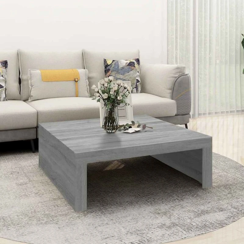 vidaXL Sofabord 100x100x35 cm Konstrueret Træ Grå Sonoma-Eg