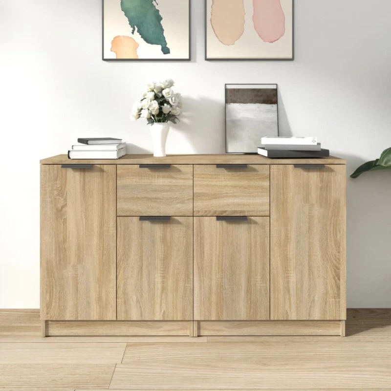 vidaXL Skænke 2 stk. 60x30x70 cm Konstrueret Træ Sonoma-Eg