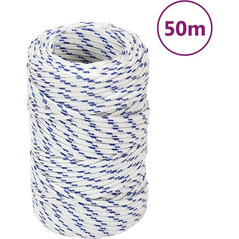 vidaXL Tovværk 2 mm 50 m hvid polypropylen
