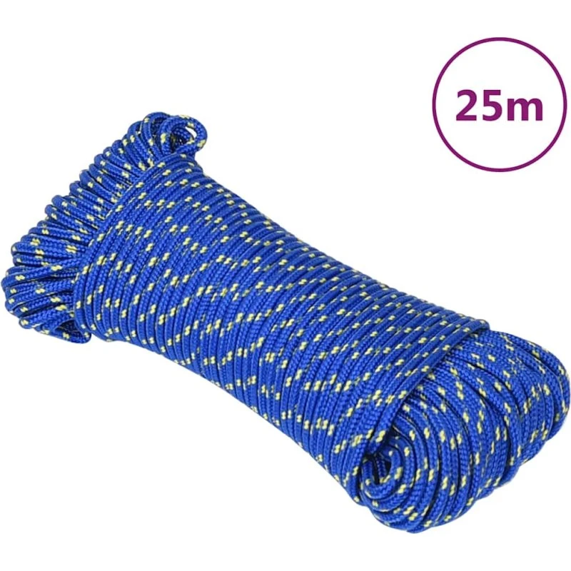 vidaXL Tovværk 4 mm 25 m blå polypropylen