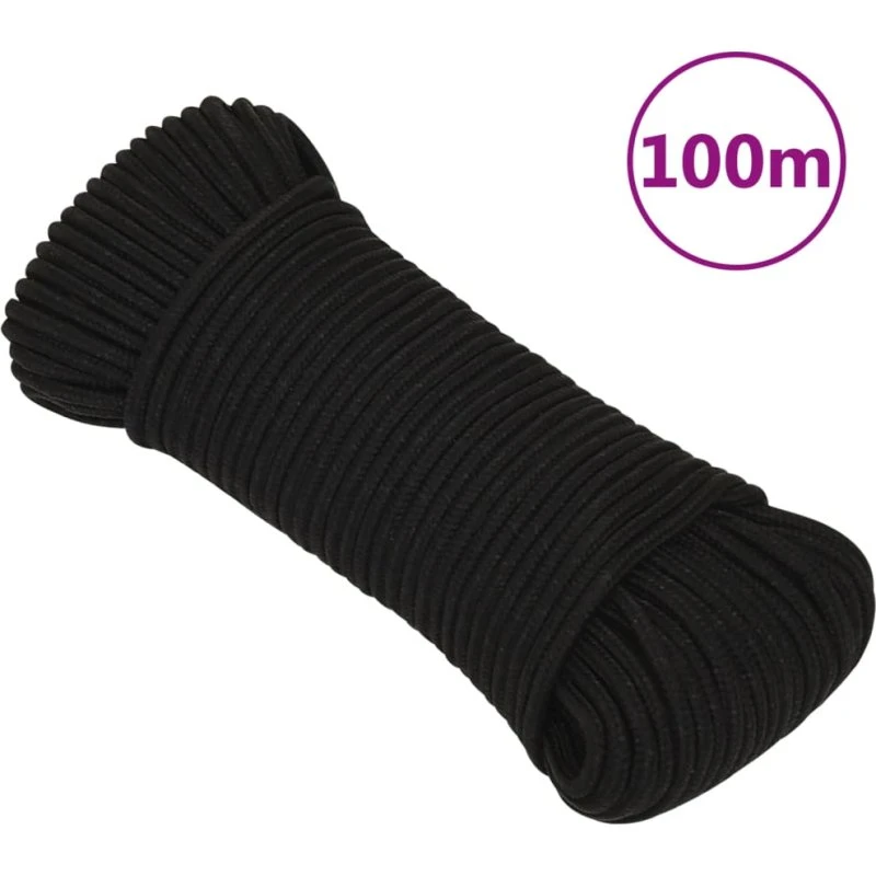 vidaXL Arbejdsreb 3 mm 100 m sort