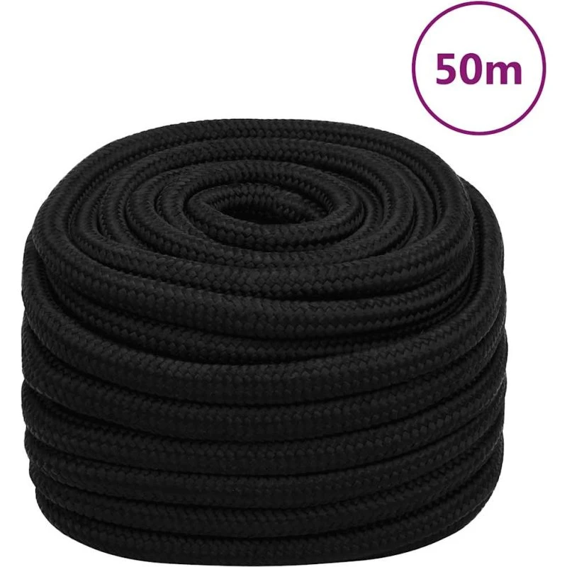 vidaXL arbejdsreb 25 mm 50 m sort