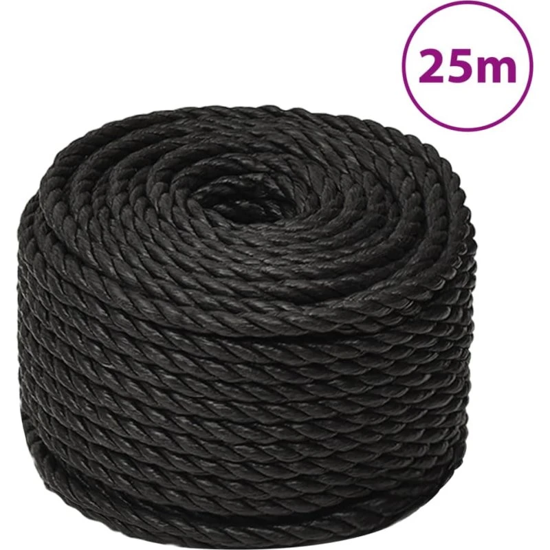 vidaXL Arbejdsreb 10 mm 25 m sort