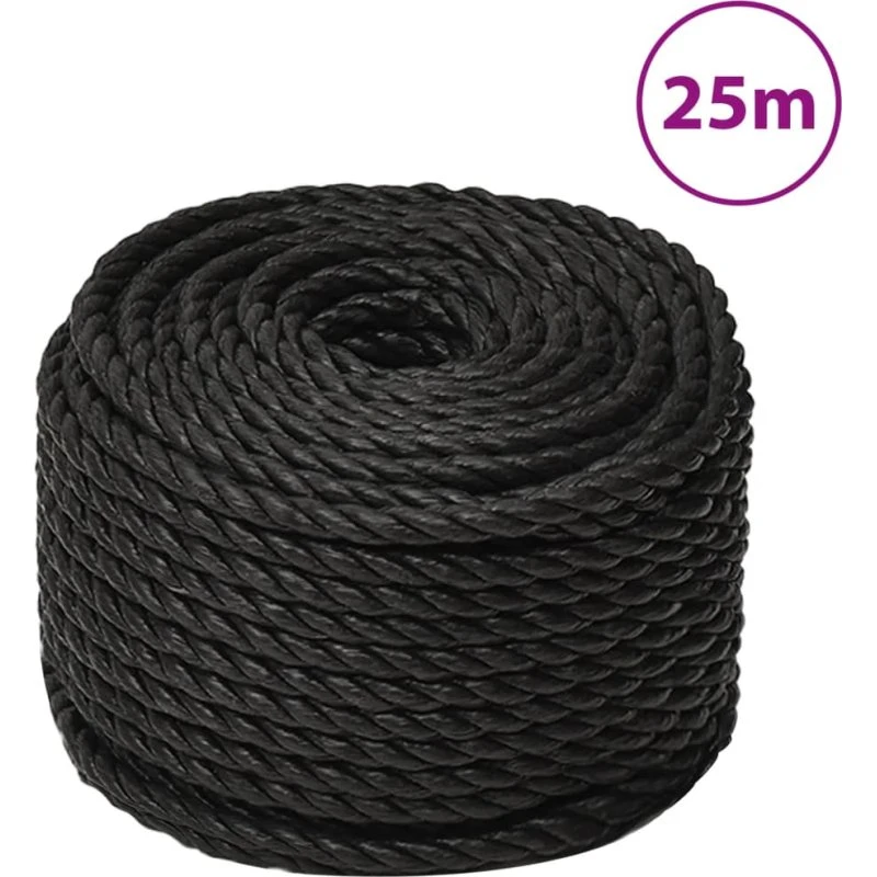 vidaXL Arbejdsreb 12 mm 25 m sort