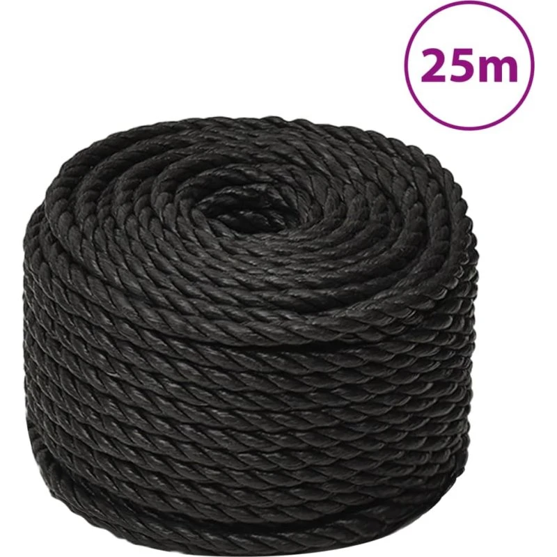 vidaXL Arbejdsreb 14 mm 25 m sort