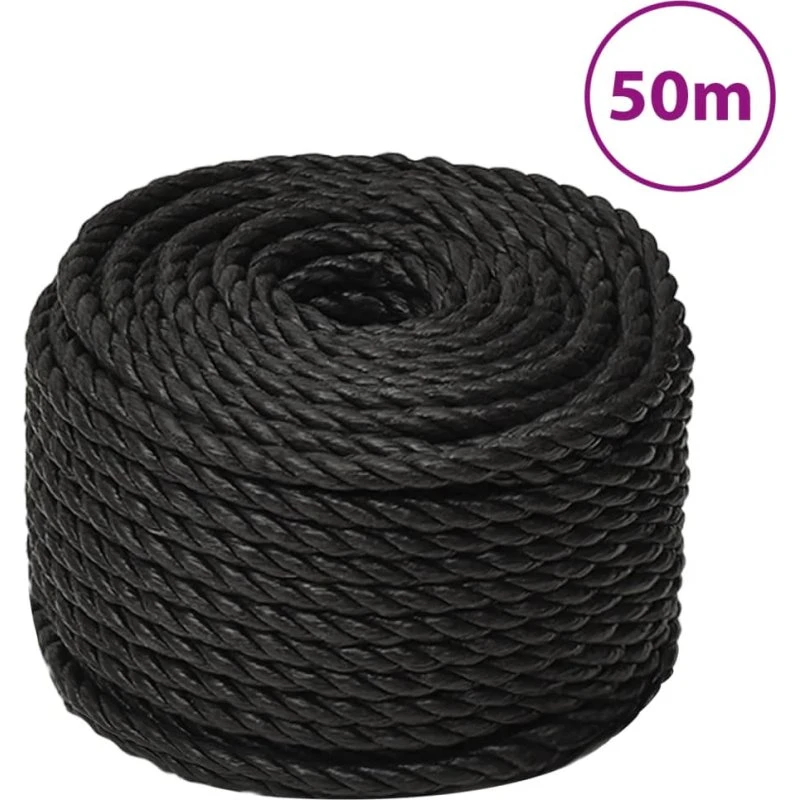 vidaXL Arbejdsreb 14 mm 50 m sort