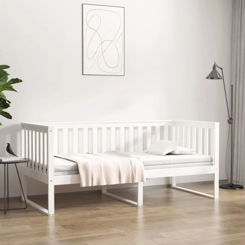 vidaXL Daybed 90x200 cm i massivt fyrretræ, hvid