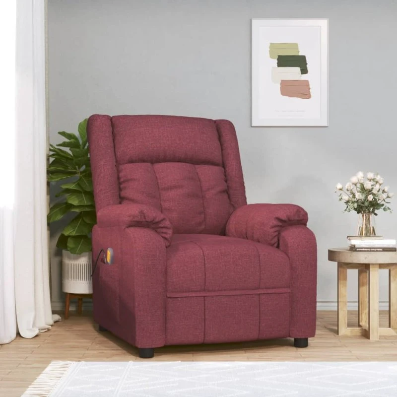 vidaXL Massagestol Stof Vinrød