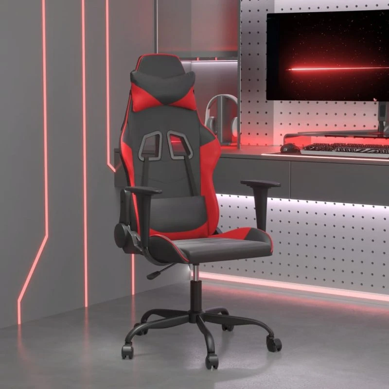 vidaXL Gamingstol med Massagefunktion, Kunstlæder Sort/Rød
