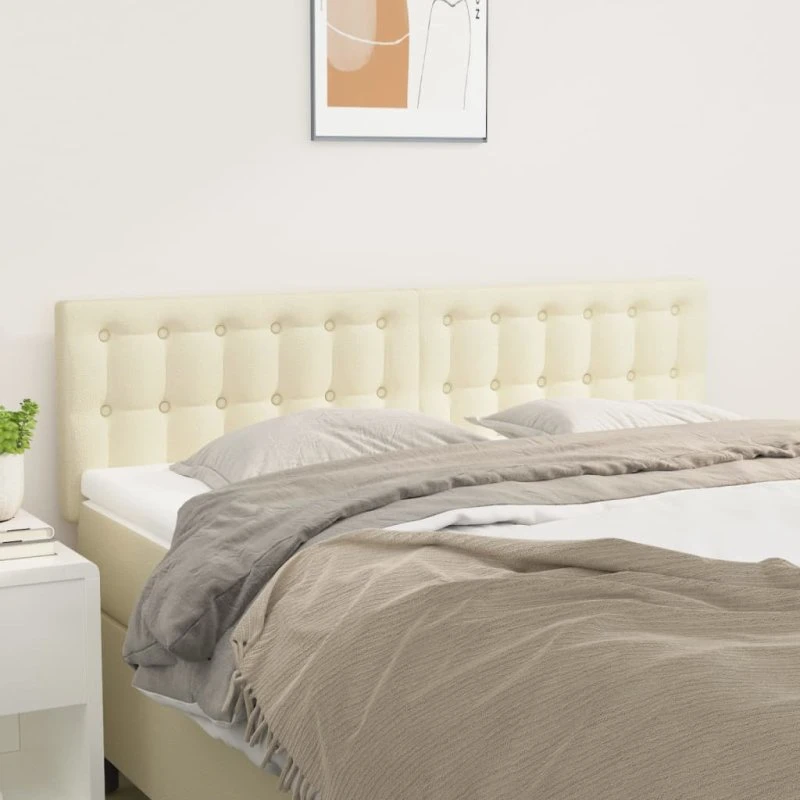 vidaXL Sengegavle 144x5x78/88 cm Kunstlæder Cremefarvet