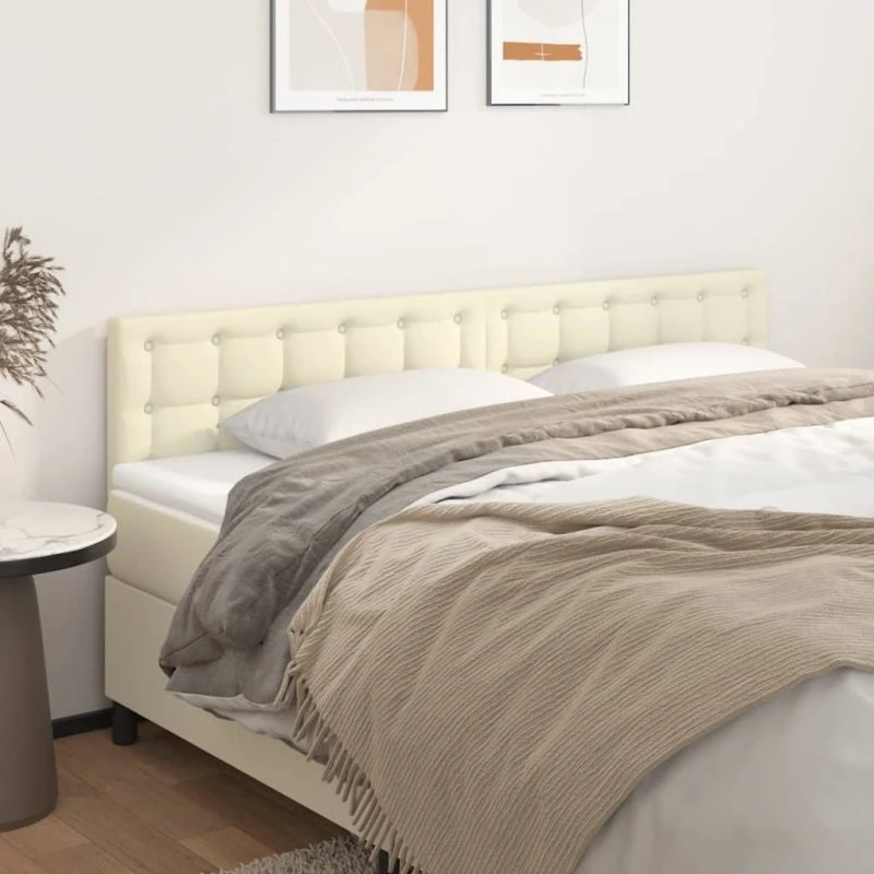 vidaXL Sengegavle 180x5x78/88 cm Kunstlæder Cremefarvet
