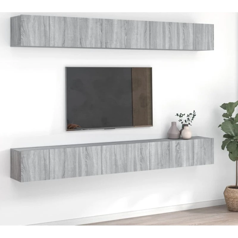 vidaXL tv-skabe 8 stk. 60x30x30 cm konstrueret træ grå sonoma-eg