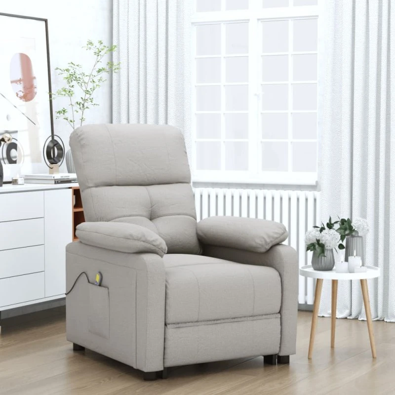 vidaXL Massagestol Stof Gråbrun